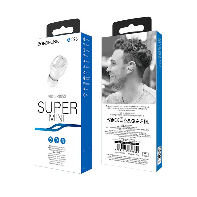 Auriculares inalámbricos para coche con Bluetooth, pequeños y de un solo lado, para festivales de música, BC28_voghion.com