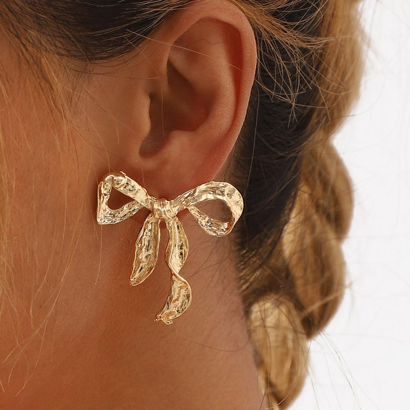 E12948 Fashion Metal Bow ZA Simple Style Design Sense Stacked Oorbellen voor vrouwen_voghion.com