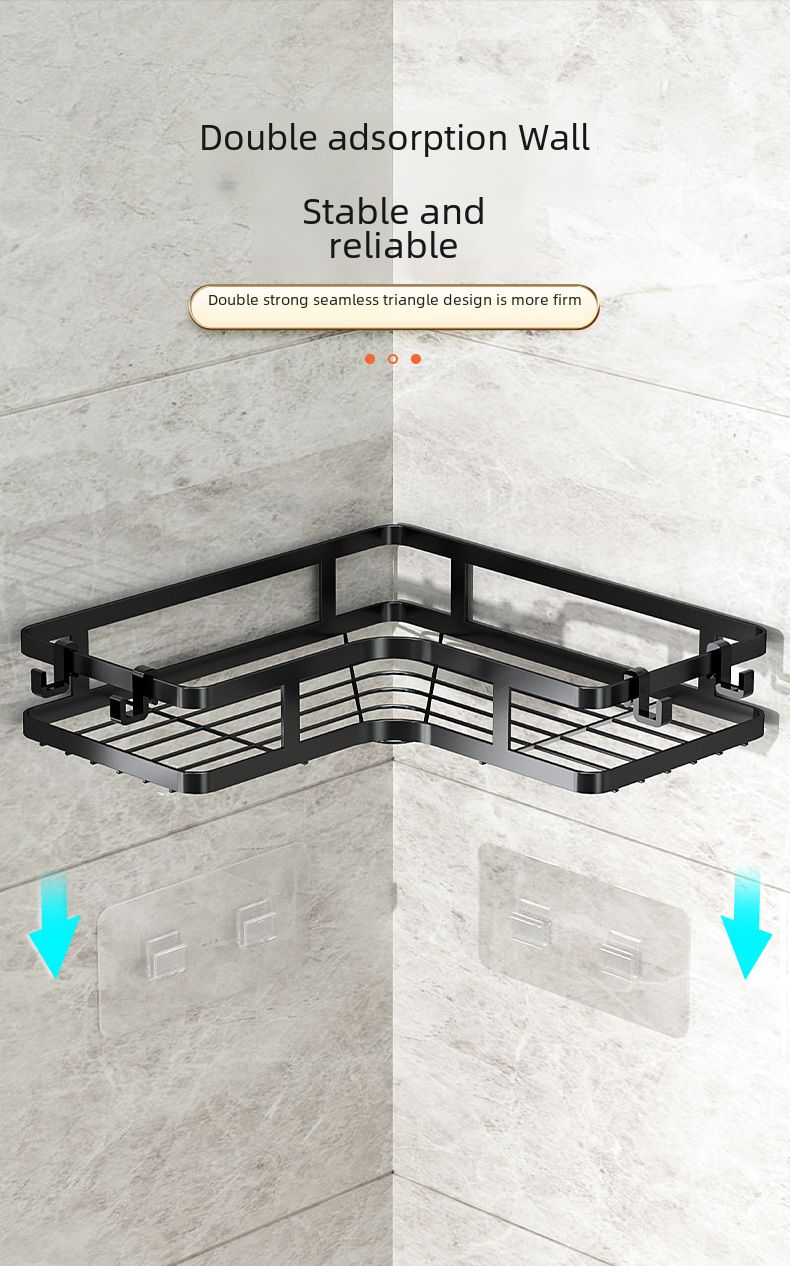 Prateleira de canto de cozinha de camada dupla, prateleira triangular para banheiro, suporte para parede, lavatório sem perfuração, lavatório para varanda, banheiro_voghion.com