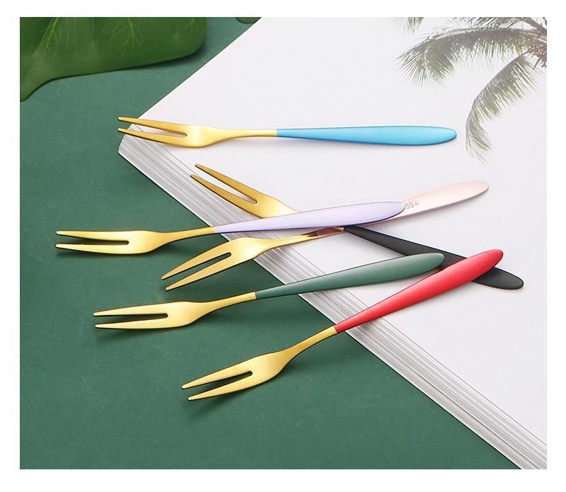 304 Stainless Steel Fruit Forks - Heavy Duty Dessert & Cake Forks Set For Home & Restaurant Use (2-Prong Design Dishwasher Safe Elegant Tableware)_voghion.com