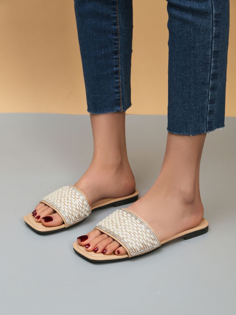 2024 Flat Bottom Water Diamond Women's Line Out Cool Open Toe Beach Slippers_voghion.com