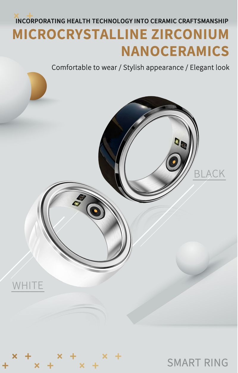 Herrenschmuckringe R8 Keramik-Smart-Ring Herzfrequenz Blutsauerstoff Multisport Gesundheit Schlafüberwachung IP Wasserdichter Smart-Ring_voghion.com