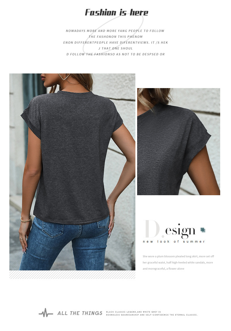 T-shirt basic senza maniche tinta unita con bottoni tinta unita_voghion.com
