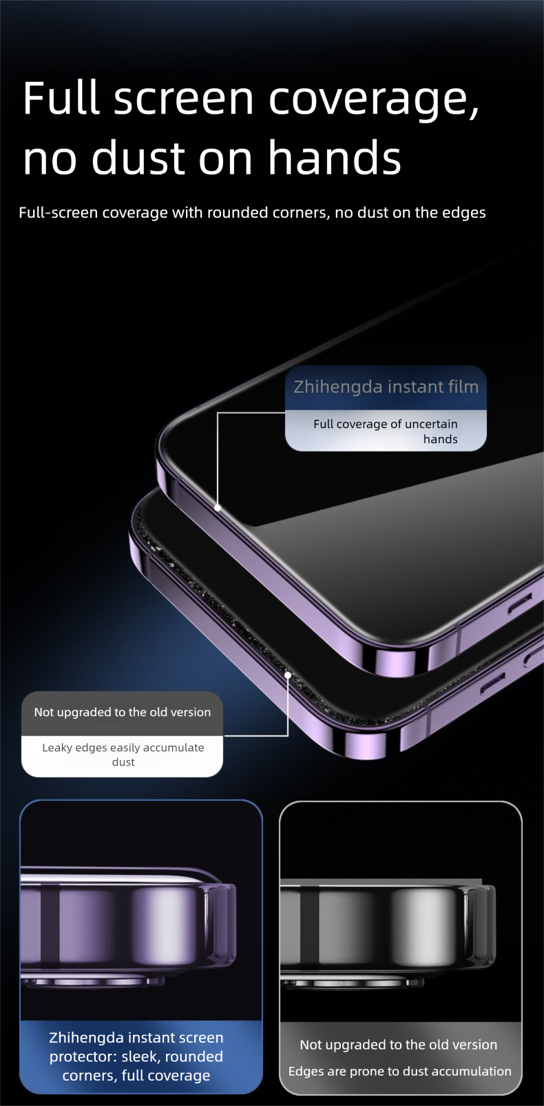 Dust-Free Warehouse Compatible With IPhone Tempered Glass IPhone 17 Pro Full Screen 13 Coverage 15 Anti-Fingerprint_voghion.com
