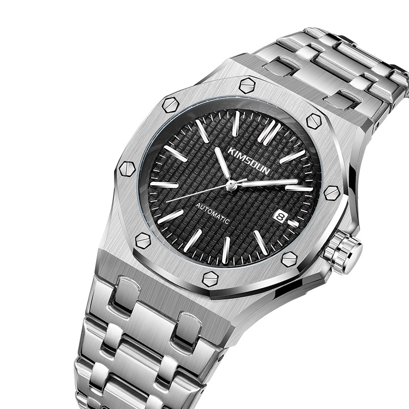 Kingston Oak Series Helautomatisk Mekanisk Klocka Herr Vattentät Mode Stålband Herrklocka_voghion.com
