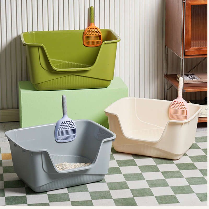 Grande toilette da asporto semichiusa, contenitore per feci anti-schizzi di grandi dimensioni, con paletta per lettiera per gatti inclusa_voghion.com