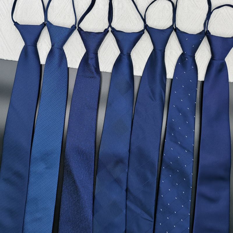 Cravatta da lavoro blu navy senza nodo con cerniera per uomo, 8 cm, da donna, per matrimoni formali, esibizioni corali_voghion.com