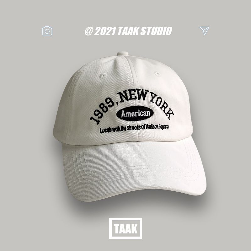 Unisex Embroidered Letters Baseball Caps Adjustable Casual 1989 New York American Cotton Sun Solid Visor Hats for Men_voghion.com