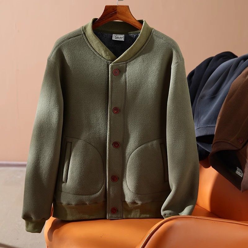 Nuova giacca da baseball in velluto spesso, felpa con cappuccio in pile Shake, cappotto da uomo, autunno e inverno doppio strato caldo spesso_voghion.com