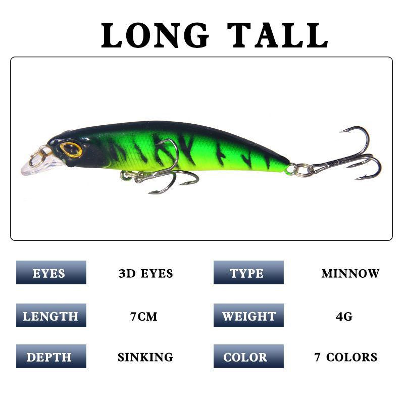 Momeală 7CM/4G Minnow Momeală cu scufundare lentă Momeală asemănătoare momelii pescuit mare Biban de apă dulce Pește Mandarin Pomfret Echipament de pescuit_voghion.com