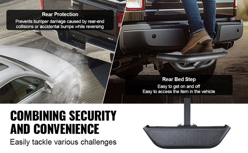 VEVOR Hitch Step For 2" Receiver Universal Trailer Tow Rear Bumper Guard Steel_voghion.com