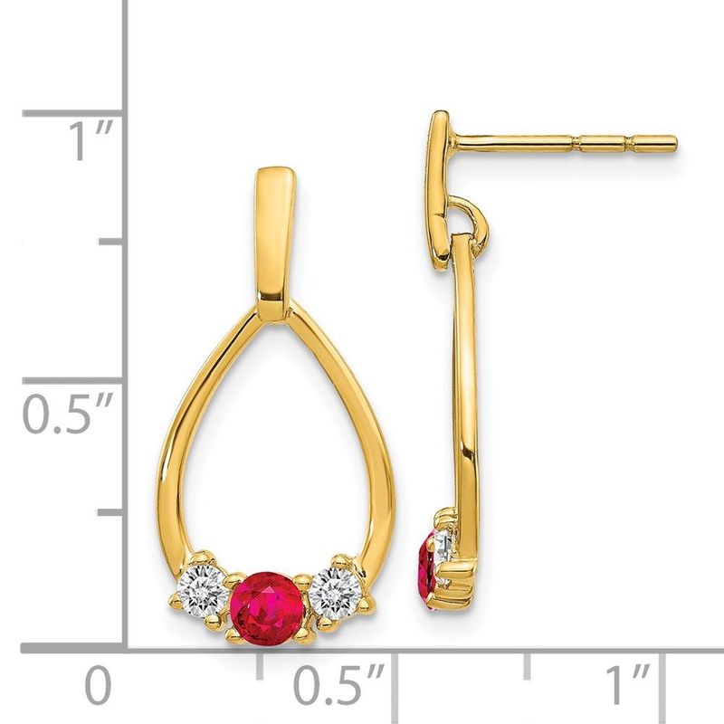 14k Ruby And White Sapphire Post Dangle Earrings_voghion.com