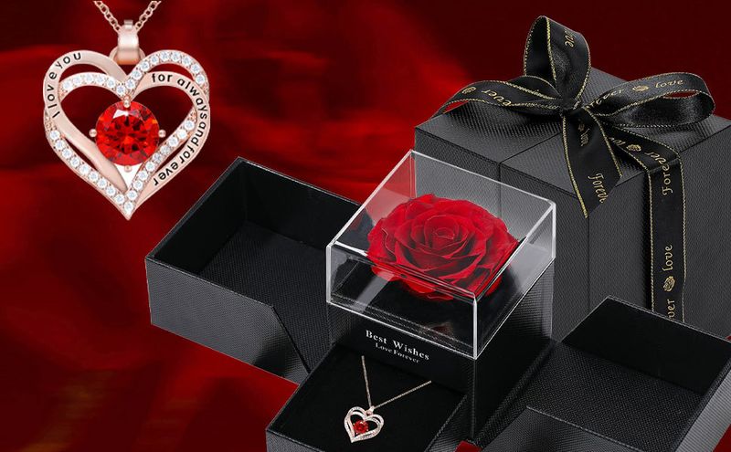 Sieradenset voor dames Mode dubbellaags liefdesrozegouden hanger vrouwelijk gekleurde zirkoon hartvormige ketting Valentijnsdag Moederdag cadeau_voghion.com