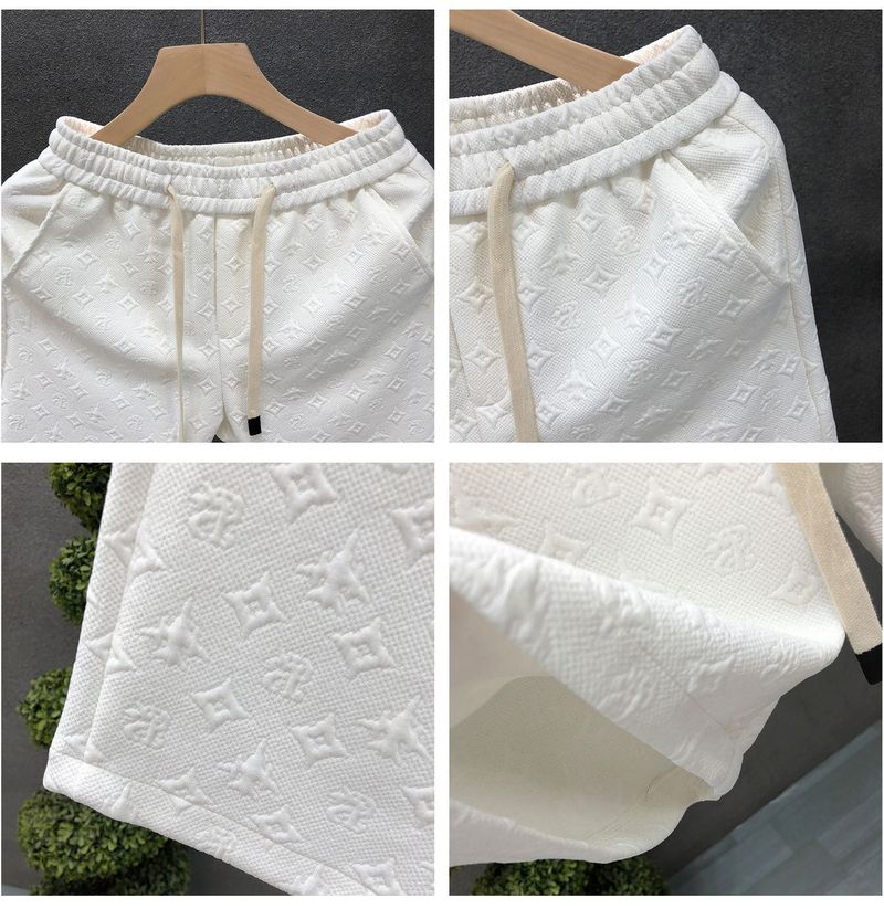 Light Luxury Style White Jacquard For Men, Summer Trendy Brand Five-Point Shorts, 2024 New Men's Half-Length Shorts_voghion.com