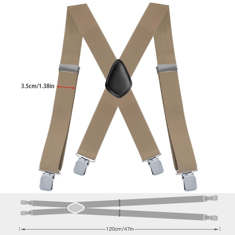 VOOTHOST Heavy Duty Big Size Suspenders For Men Work Outdoor 2 Inch Wide X Back 4 Strong Clips Adjustable Elastic Trouser Braces Straps F0216_voghion.com