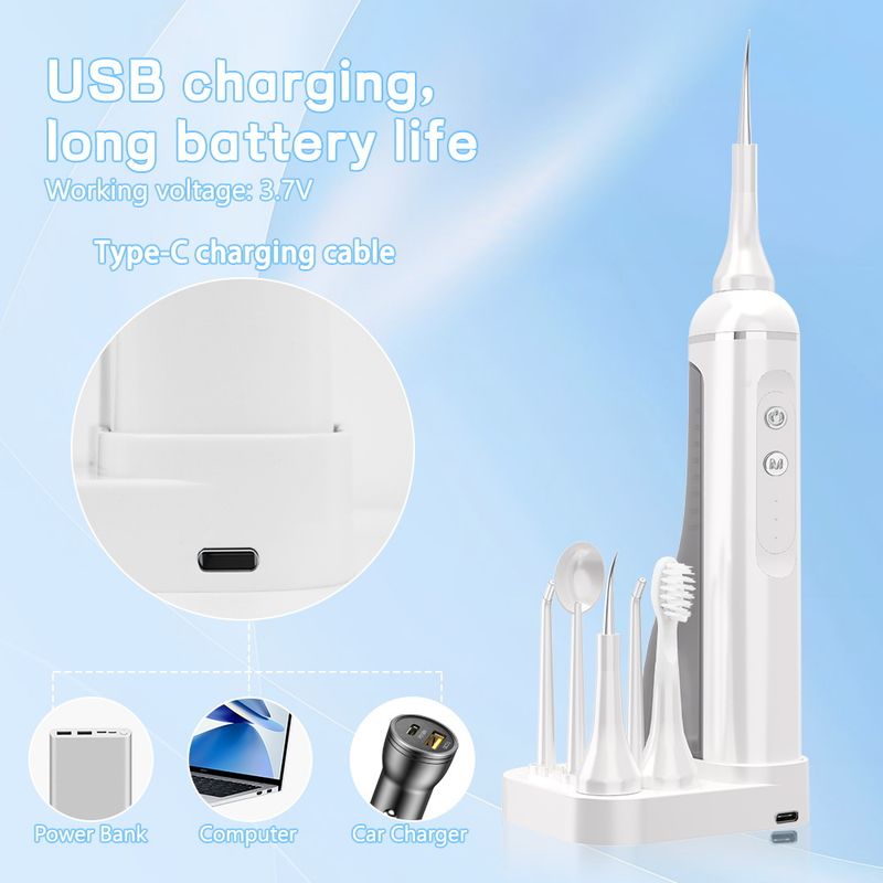 Ață dentară electrică, ață dentară portabilă cu apă, îndepărtarea tartrului, încărcare, curățare orală portabilă și curățarea dinților_voghion.com