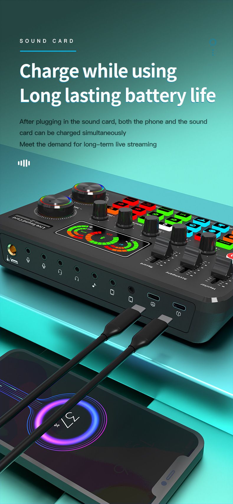 verze F999 živá karta zvukové efekty na zakázku anglické balení mikrofonu_voghion.com