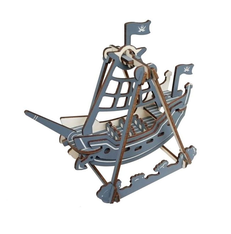 Pirate Ship Wooden 3D Model Puzzle Kids DIY Jigsaw Assembly Building Blocks_voghion.com