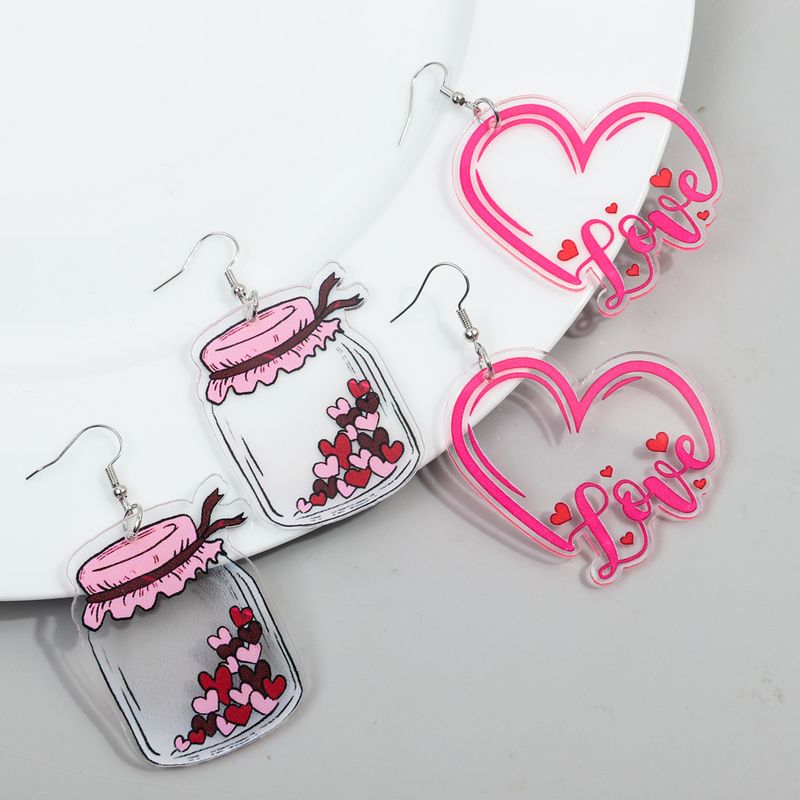 1 paire de boucles d'oreilles pendantes en acrylique en forme de cœur romantique_voghion.com