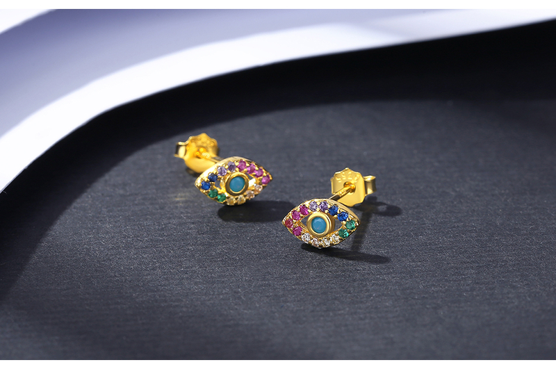 Orecchini a bottone con zirconi cubici colorati per donna, in argento sterling e opale, per feste di Natale_voghion.com