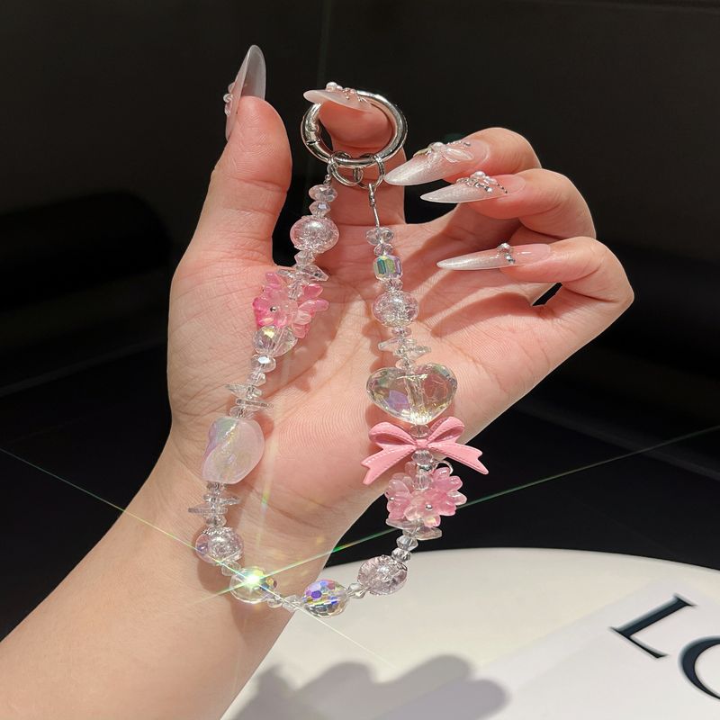 Phone Accessory Bundles & Sets Fresh Crystal Flower Bouquet Love Jade Butterfly Tassel Mobile Phone Chain Female High Grade Wrist Beaded Lanyard Batch_voghion.com