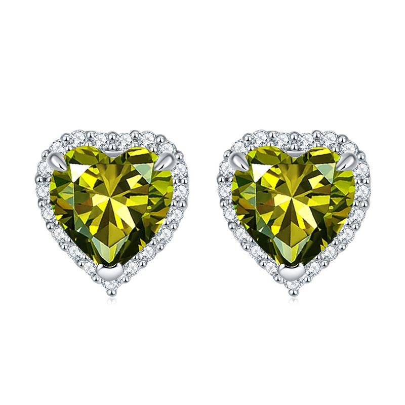 Love Birthstone Ohrringe - Minimalistische Ohrstecker aus S925 Sterlingsilber mit farbigen Edelsteinen (Schmuck als Geschenk zum 12. Monat auf Lager)_voghion.com