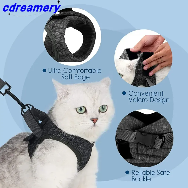 Pettorine e cinture per gatti, imbracature morbide a prova di fuga per passeggiate, giacche traspiranti con strisce riflettenti, accessori Forcat_voghion.com