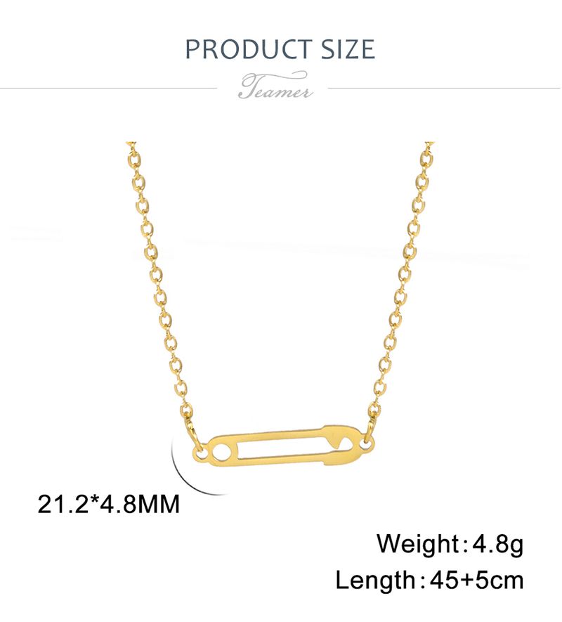 Collana con ciondolo a forma di graffetta con catena Teamer da donna, design unico, spilla, catena, collana in acciaio inossidabile, decorazione da collo facile da indossare per donna._voghion.com