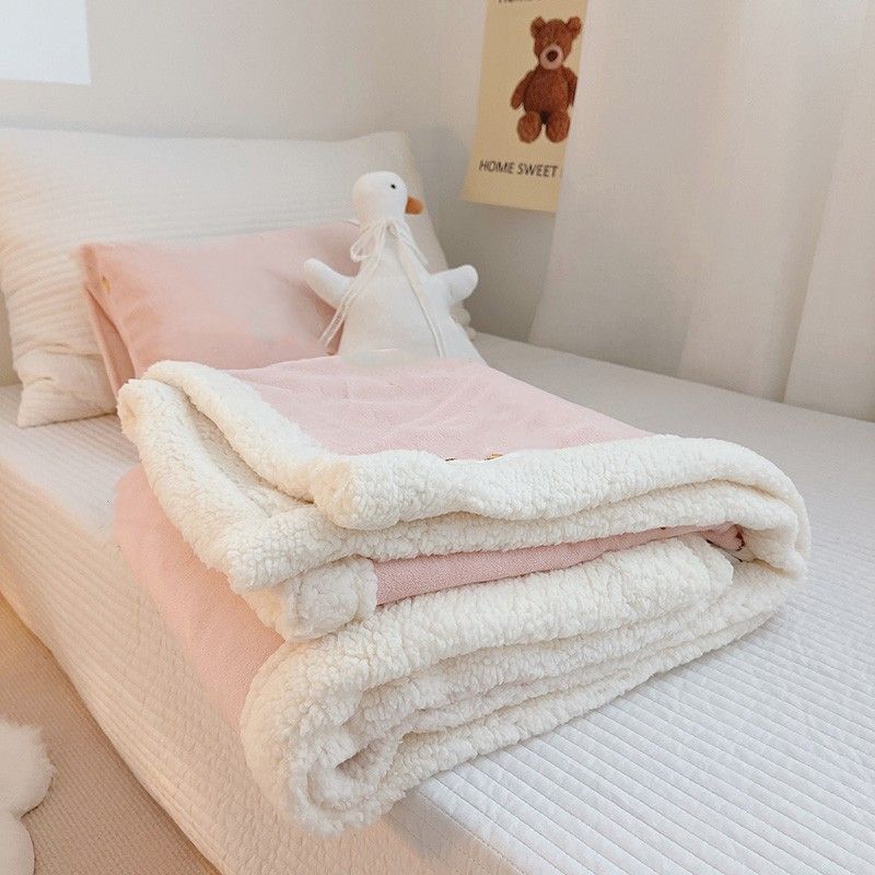 Coperta in pile di corallo di flanella morbida, misto lana d'agnello e cashmere, per l'inverno_voghion.com
