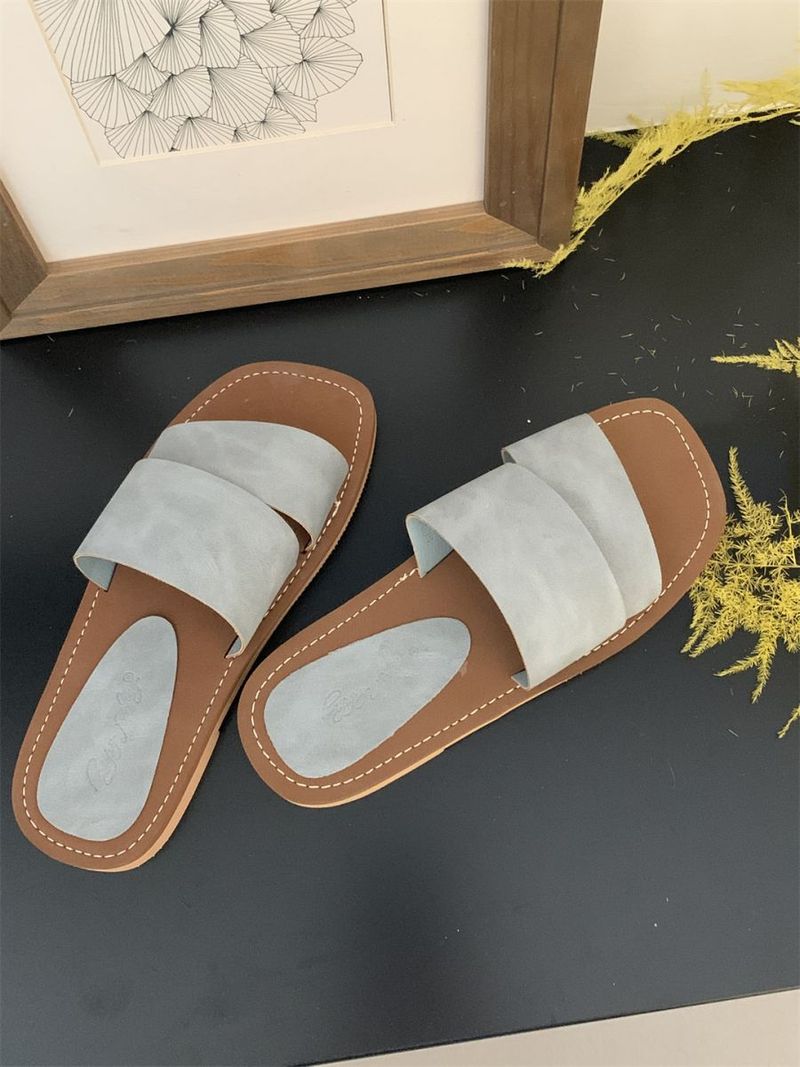 Rahvahulga loodud disain kandiliste avatud ninaosadega lamedate sussidega naistele suvel, haldjasstiilis, mereäärsel puhkusel või rannas kandmiseks_voghion.com