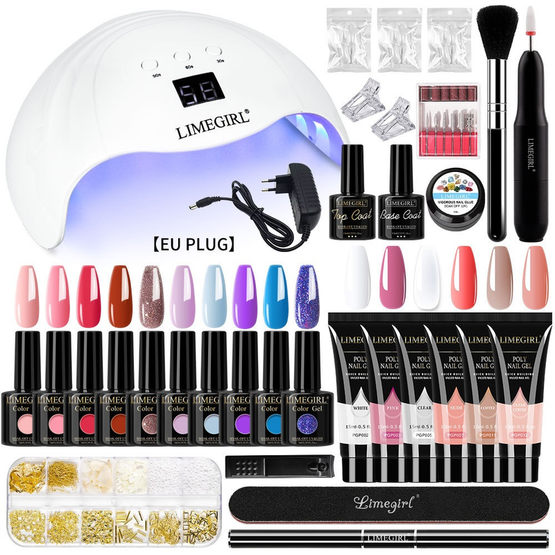 Heißes Verkaufsset, Kristall-Photothermalkleber, glitzerndes Pulver, einfarbiges Nagellack-Öl-Verlängerungskleber-Set_voghion.com