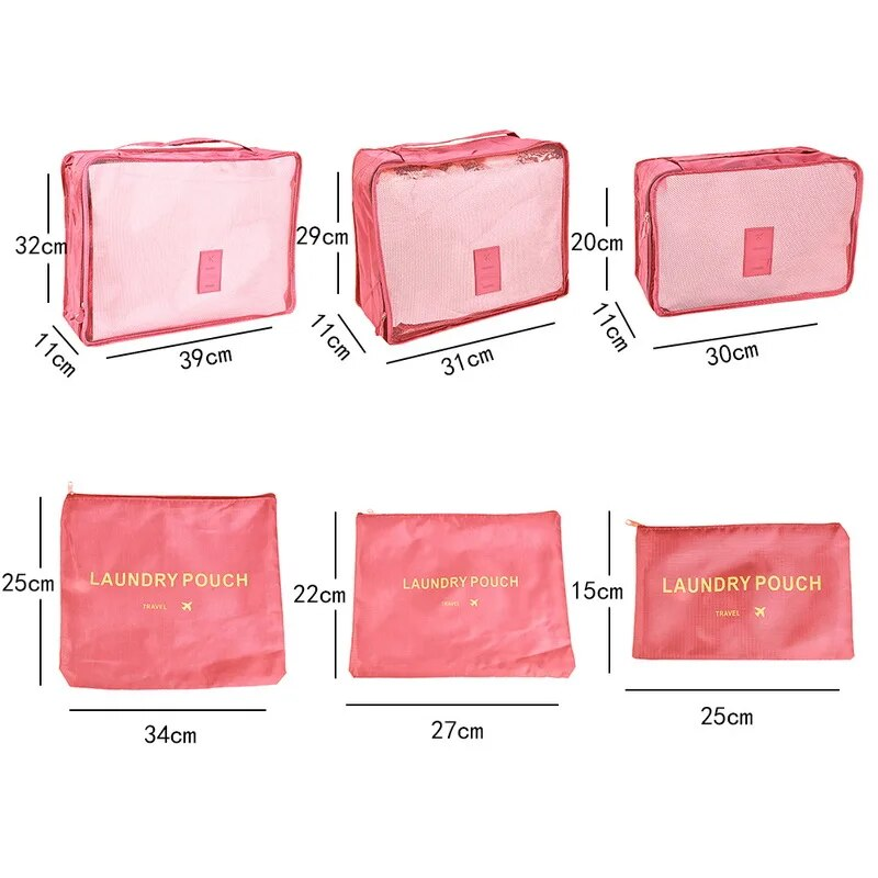 6pcs Travel Bags Suitcase Packing Set Storage Cases Portable Lage Clothes Shoe Foldable Organizer_voghion.com
