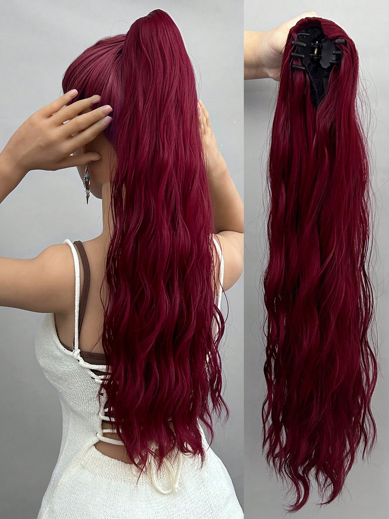 Extension de queue de cheval griffe 24 pouces perruque droite bouclée ondulée pour femmes enterrées_voghion.com