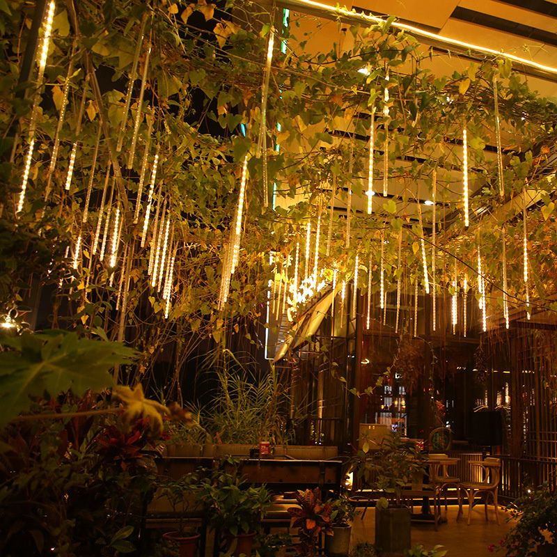 Luci a LED per pioggia di meteoriti con spina UE, 30/50 cm, luci natalizie, decorazioni da giardino, ghirlande da strada a LED per esterni, decorazioni natalizie_voghion.com