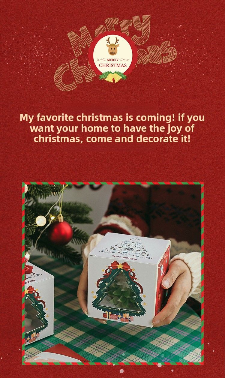 Caixa de presente criativa com vela perfumada para aniversários e feriados em formato de árvore._voghion.com