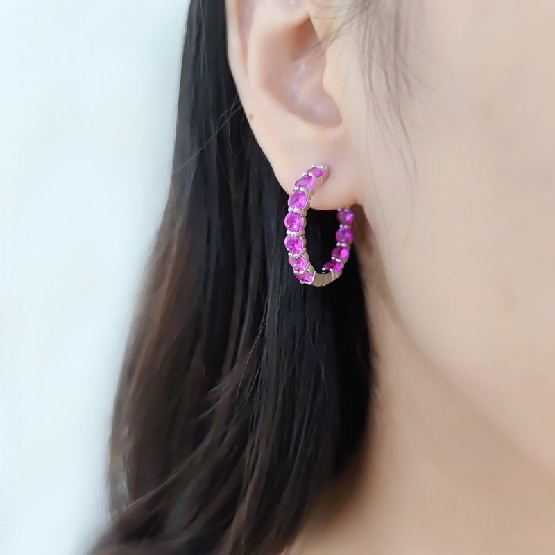 Zirkon Zucht Rubin Synthetische Türkis Ohrringe Modische Persönlichkeit Edelstein Ohrringe Silber Runde Ohrringe_voghion.com