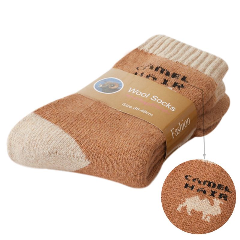 Autumn Winter Men's Solid Color Casual Terry Mid-Calf Thickened Wool Women's Warm Socks_voghion.com