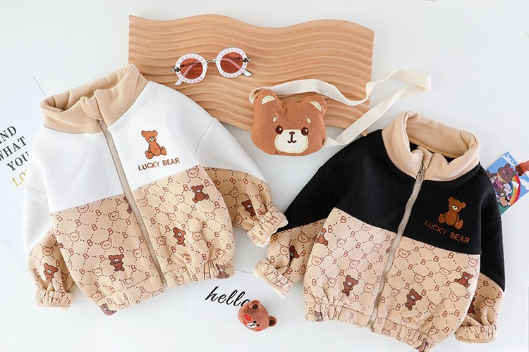 Ensemble d'hiver deux pièces en peluche pour garçons, Style étranger, manteau Cool pour bébés et nourrissons_voghion.com