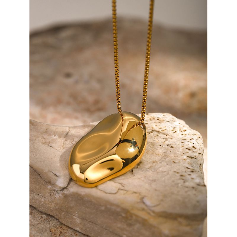 Instagram Goud Roestvrij Staal Onregelmatig Concaaf Hamerpatroon Nieuw minimalistisch Ontwerp Sense Ketting_voghion.com