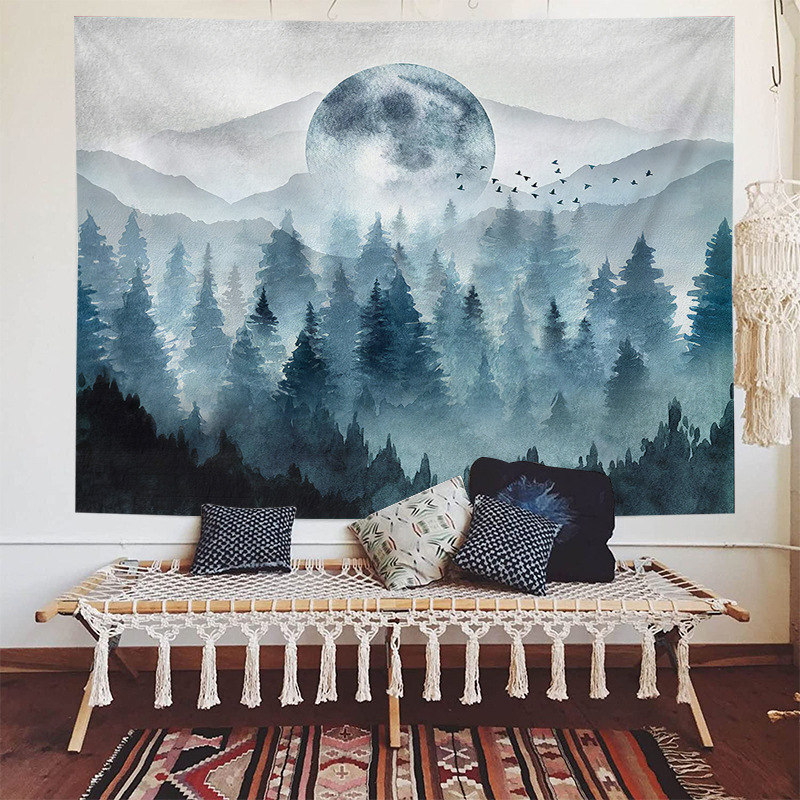 Forest 2022 Background Cloth Wall Cloth Hanging Cloth Nordic Style Tapestry Bedroom Hanging Cloth Bedhead Mist-H_voghion.com