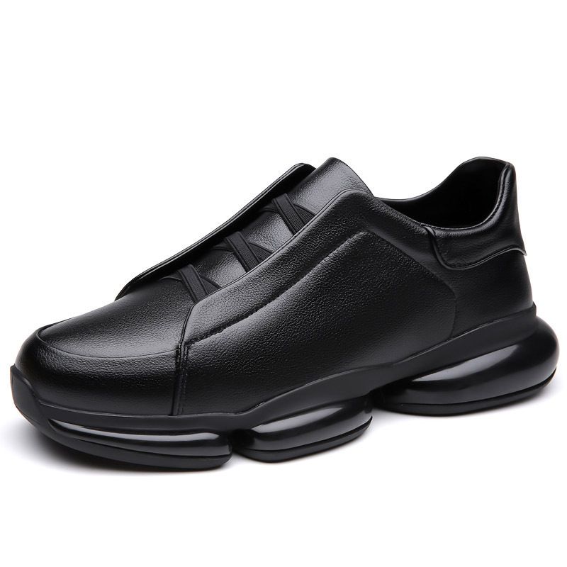 Suitable For All Seasons 2025 Black Thick-Soled Casual Pointed Toe Trendy Men's High-End Slip-On Lazy Shoes_voghion.com