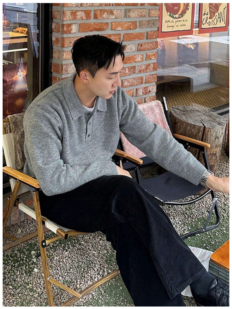 Maglione a collo alto da uomo – Pullover in maglia spessa con orlo a coste (grigio chiaro, nero, caffè, grigio scuro, marrone chiaro, verde oliva)_voghion.com