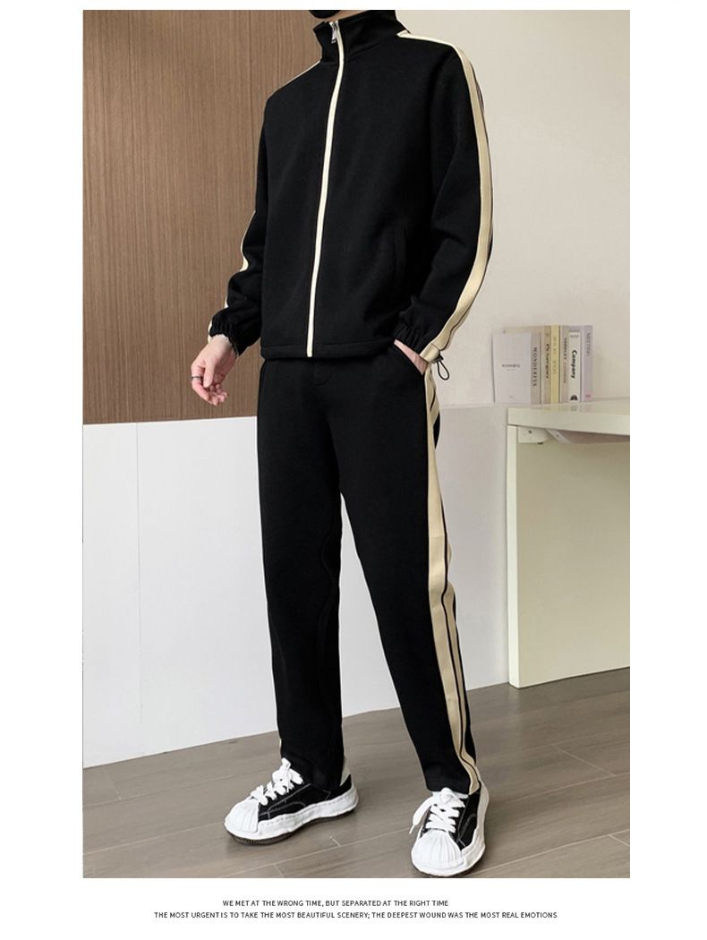 Autumn New Casual Sports Suit Men's Cardigan Jacket With Straight Leg Sweatpants, Trendy And Fashionable Two-piece Set_voghion.com