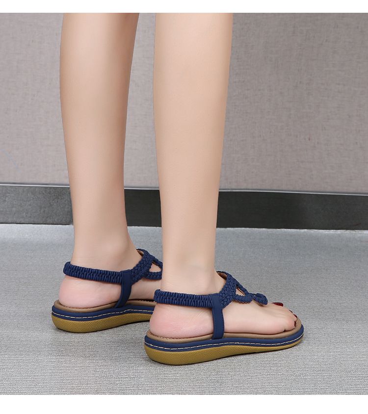 New Patchwork Sandals Women's Simple Light Casual Style Flat Large Size Flip-toe Sandals_voghion.com