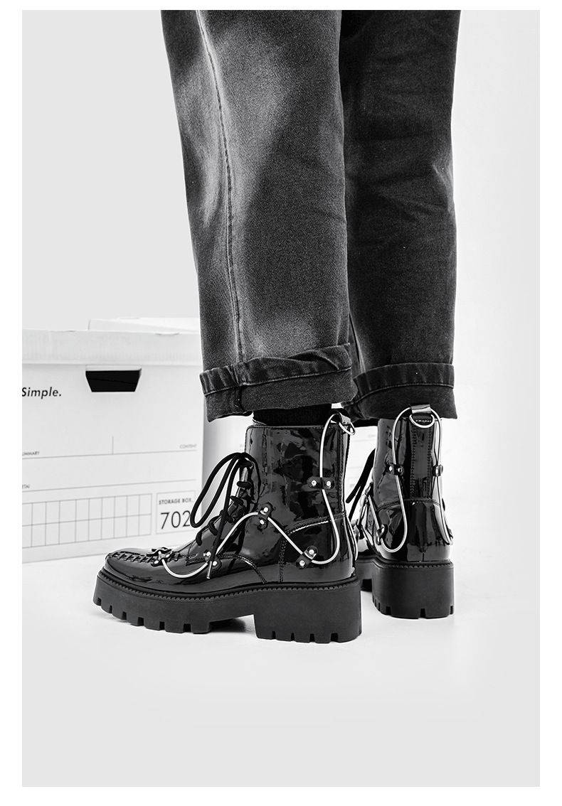 Men’s Shoes lace up niche design Martin boots thick soled platform cake British style cool single boots_voghion.com