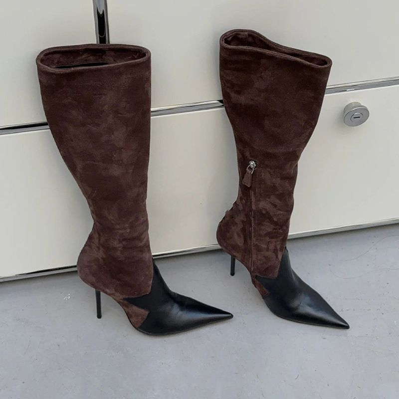 High End Niche 2025 Autumn And Winter Spicy Girl Pointed Thin Heels Show Off Thinness, Side Zipper High Leg Knight Not_voghion.com