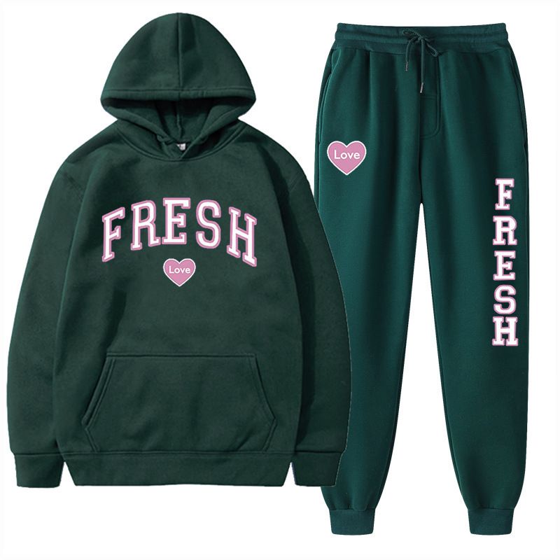mode bedrukte herfst en winter fleece warme hoodie, casual sport dames set_voghion.com