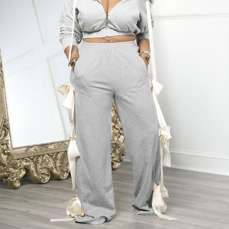 Streetwear-Jogginghose für Damen – Herbst-Jogginghose mit hoher Taille und lockerer Passform, Taschen im Farbblockdesign, dehnbarem elastischem Bund und 3D-Grafikdetail_voghion.com