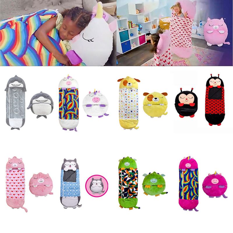 Saco de dormir de dibujos animados para niños, regalo de cumpleaños, saco de dormir para niños, almohada de peluche, sacos de dormir suaves y cálidos para bebés y niñas_voghion.com
