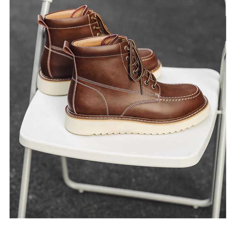 Worker Boot Men Genuine Leather Special-Interest Design Fancy Outdoor American 875 Black Short Locomotive Martin Boots_voghion.com